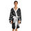 Thumbnail: Marble Swirl Kimono Robe – Black & White Abstract Long Sleeve Lounge Jacket