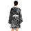 Thumbnail: Marble Swirl Kimono Robe – Black & White Abstract Long Sleeve Lounge Jacket