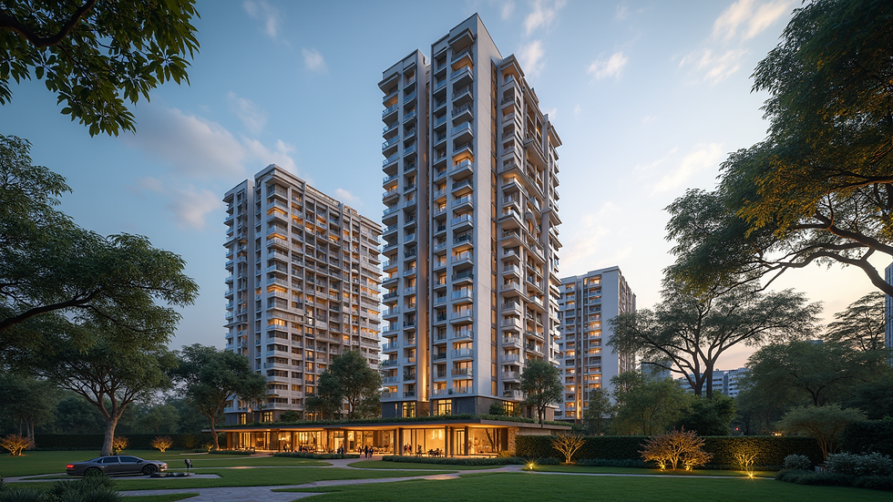 Eye-level view of luxury residential building in Golf Course Road, Gurgaon