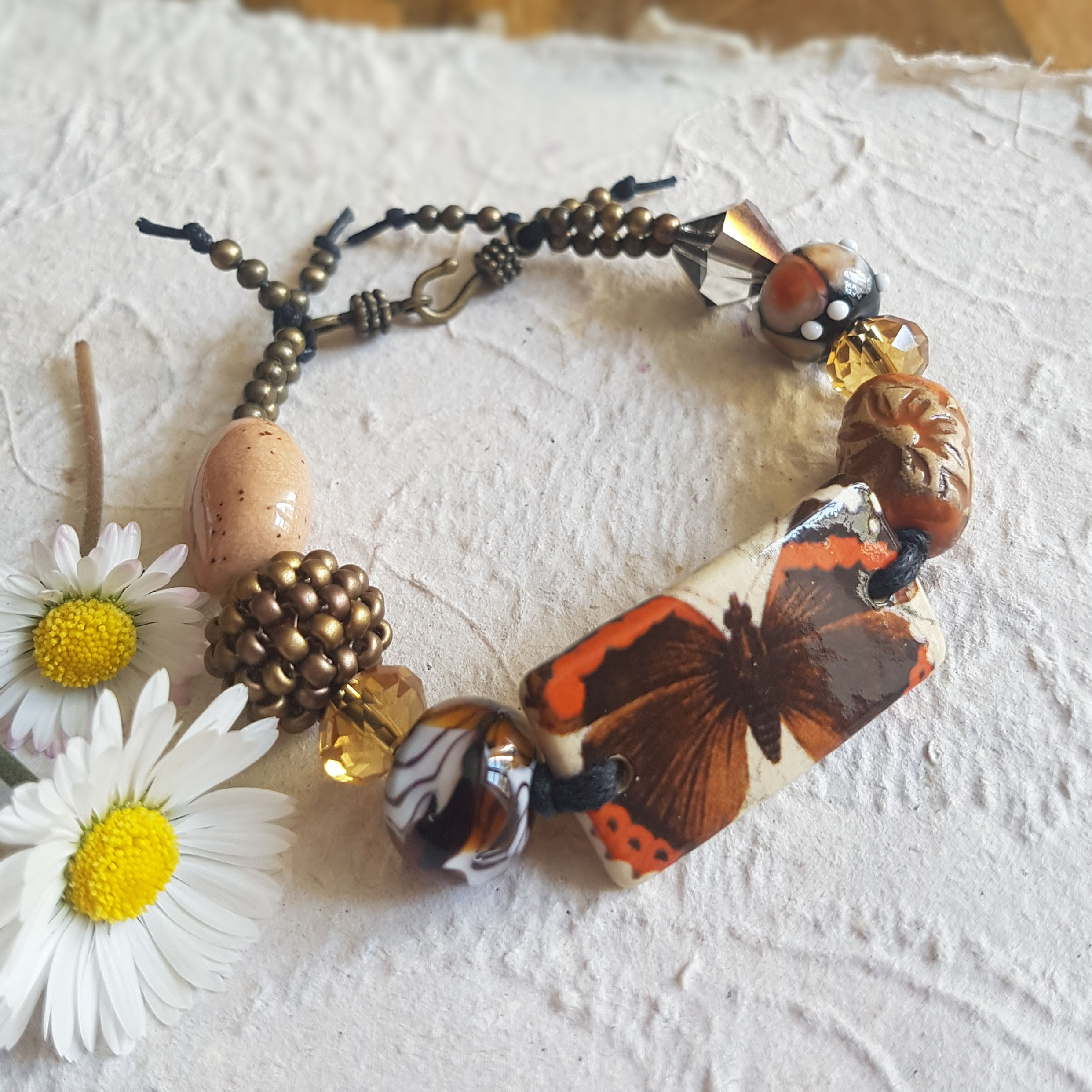 Red Admiral Butterfly Bracelet
