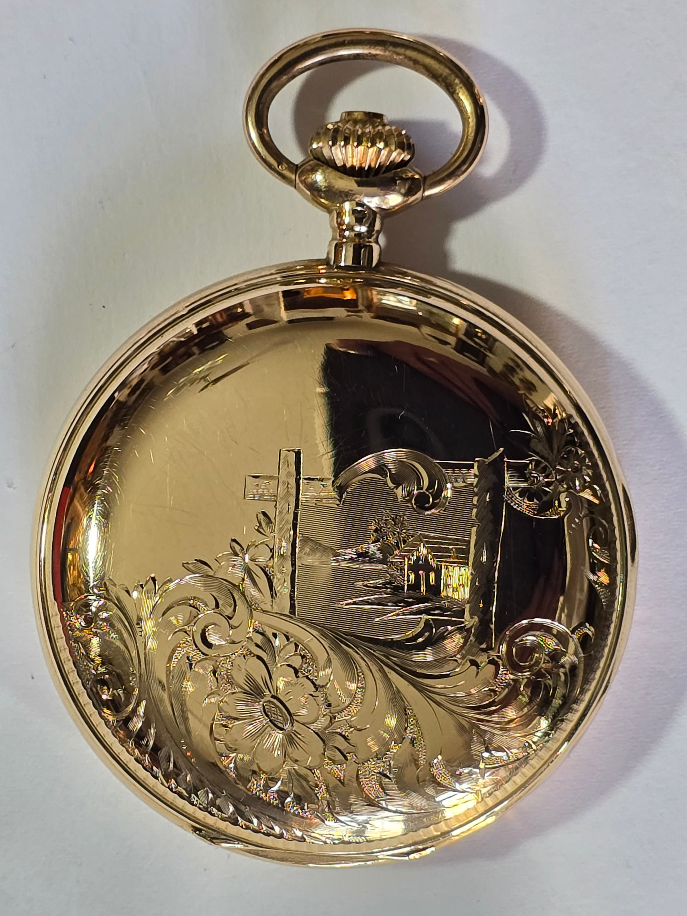 System Glashütte Savonette 585 2 Deckel Gold Ziselierungen 94,54 Gramm 5,2 cm Dm