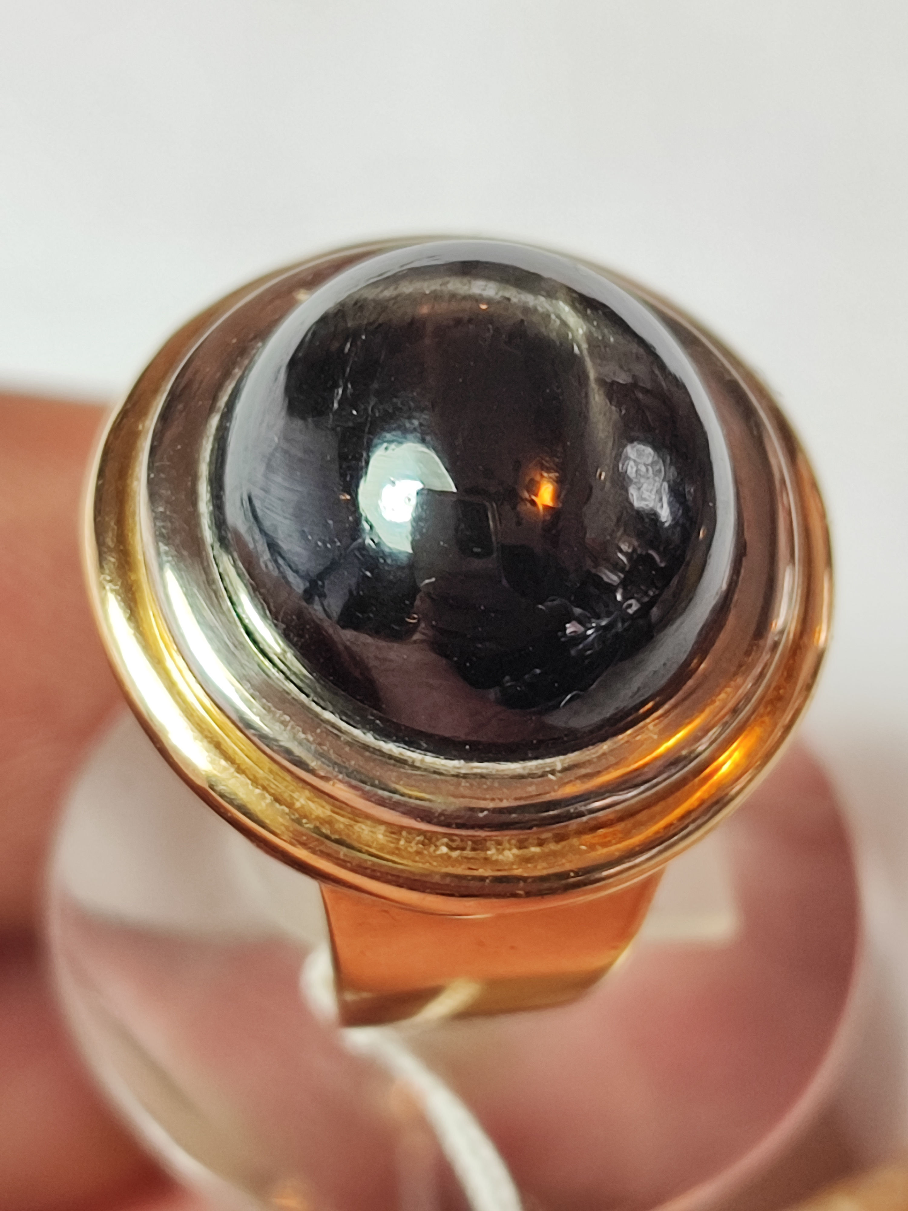 Damenring 585 WG/GG mit "Katzenauge" 13,7 Gr. RG 53