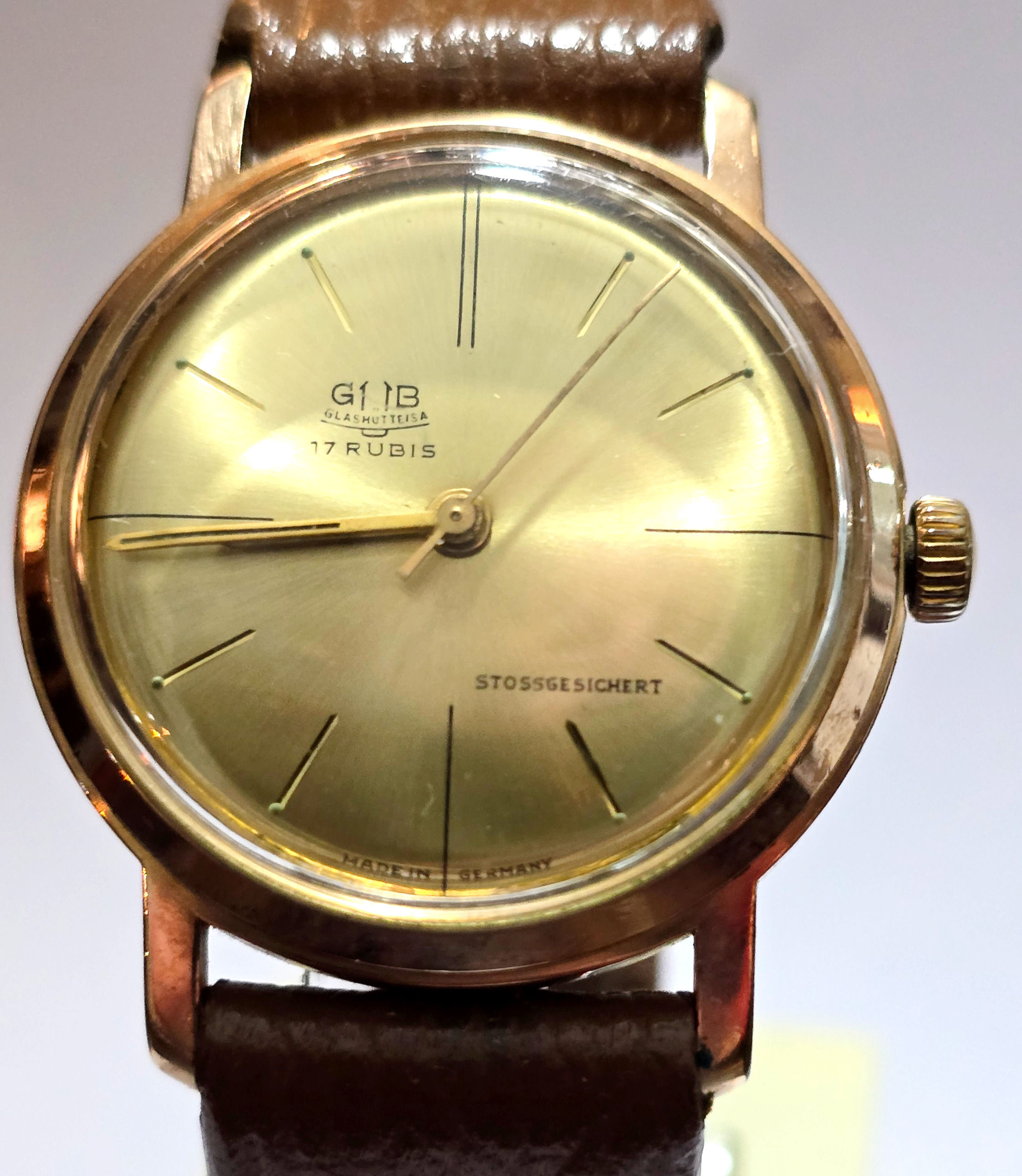 Glashütte Uhrenbetriebe GUB Seltenes Zifferblatt Kal. 70.1 Handaufzug