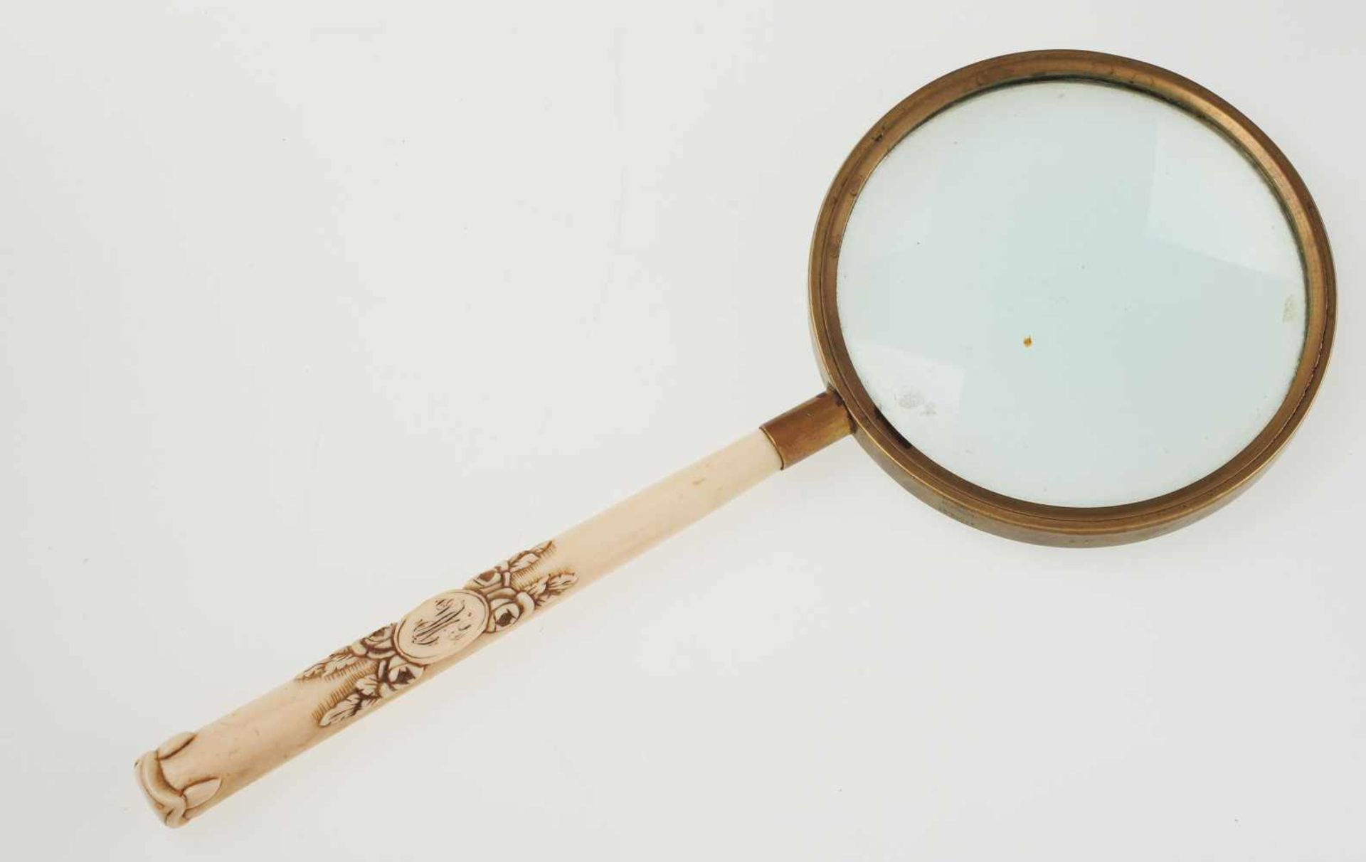 Große Leselupe m. Elfenbeingriff - London um 1900 L 26 cm, Stanley & Co
