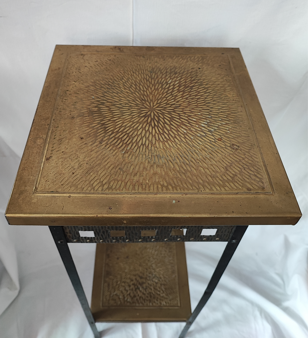 Miniaturbild: Blumentisch Beistelltisch u. 1920 Eisen & Messing H.: 81 x31,5 x 31,5 cm o.Platt