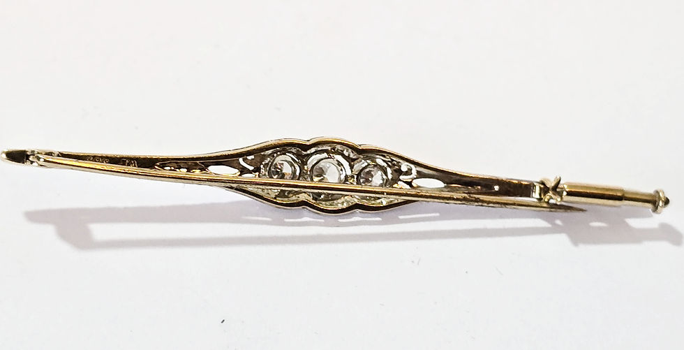 Miniaturbild: Art Deco Stabnadel Brosche 585 GG/WG 3 Altschliffdiamanten 3,2 Gr.