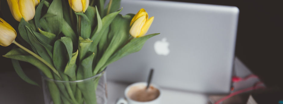 Yellow Flowers and Laptop