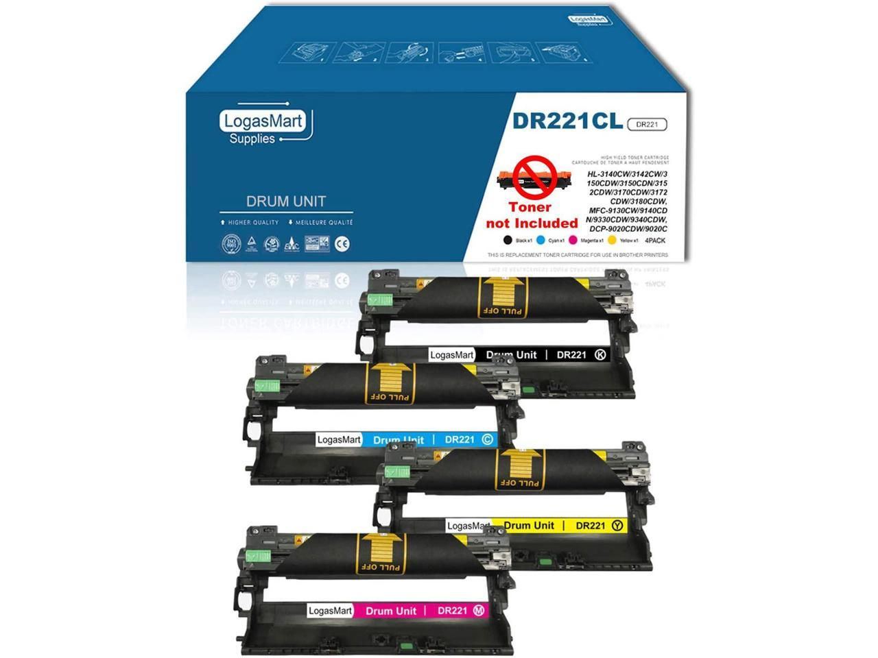 LogasMart 4 Pack DR221CL Drum for Brother MFC-9130CW