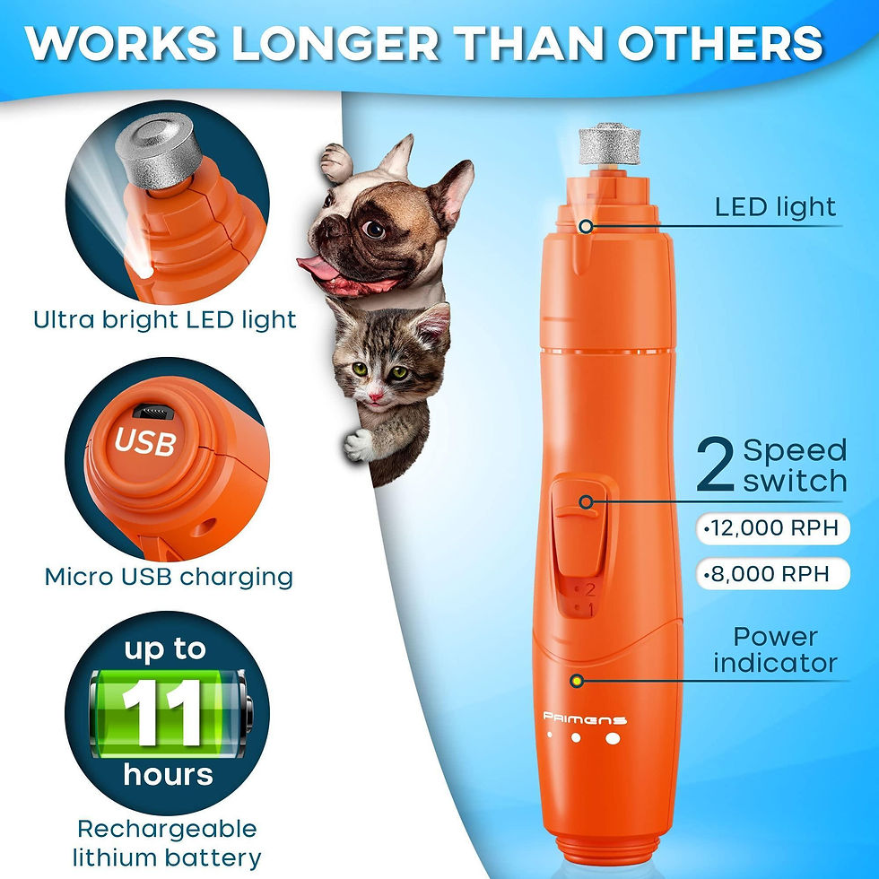 Thumbnail: Dog Nail Grinder with LED Light Rechargeable for Large Medium & Small Dogs