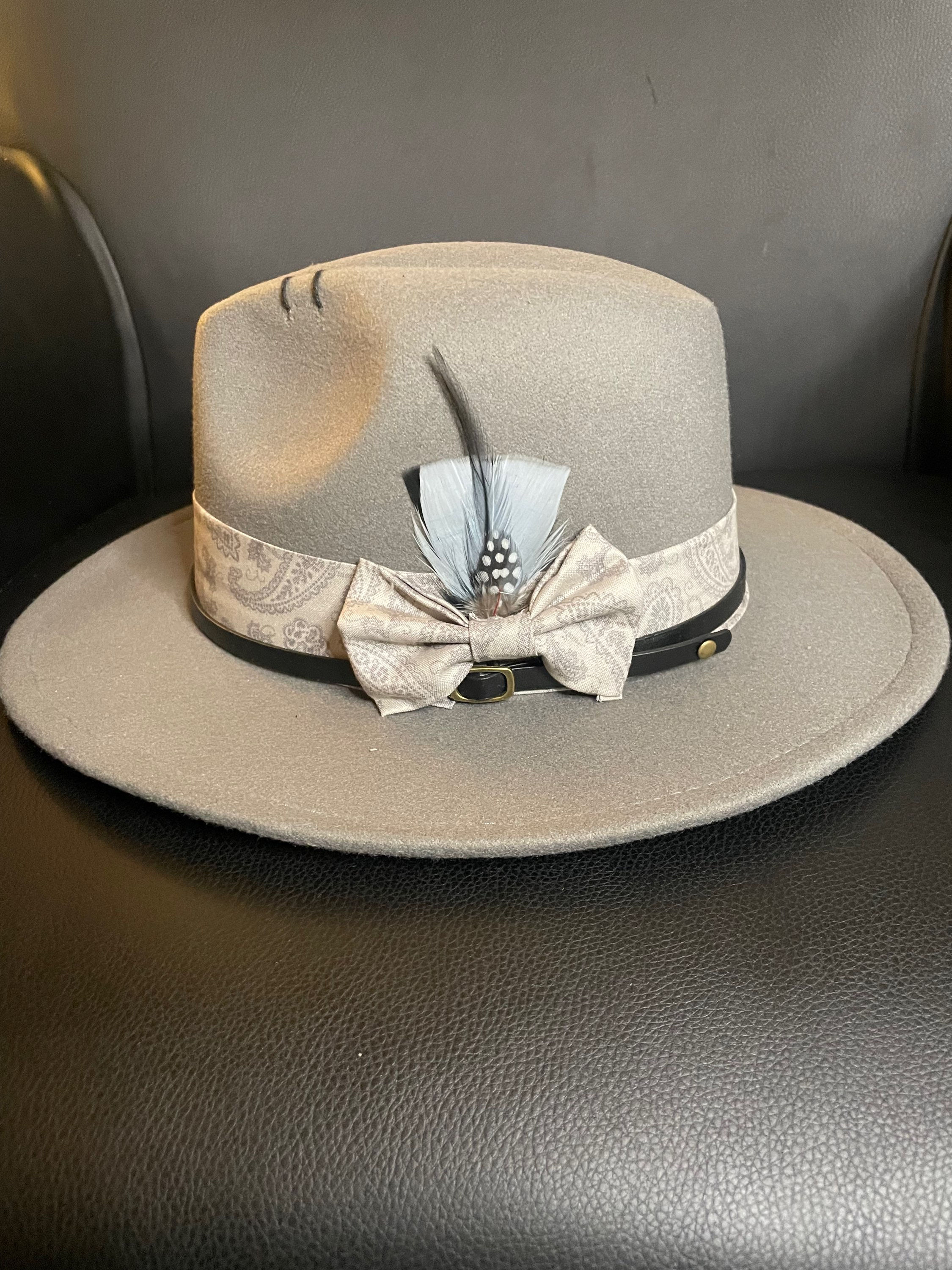Smoke Fedora with Smoke Grey Paisley Hatband