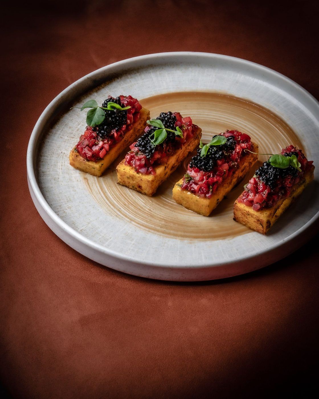 Tartare toasts with caviar