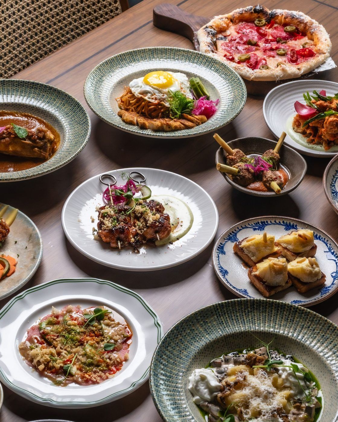 A full table spread from above
