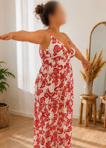 Miniature : YUMA1 - Robe d’été style florale rouge et blanc 