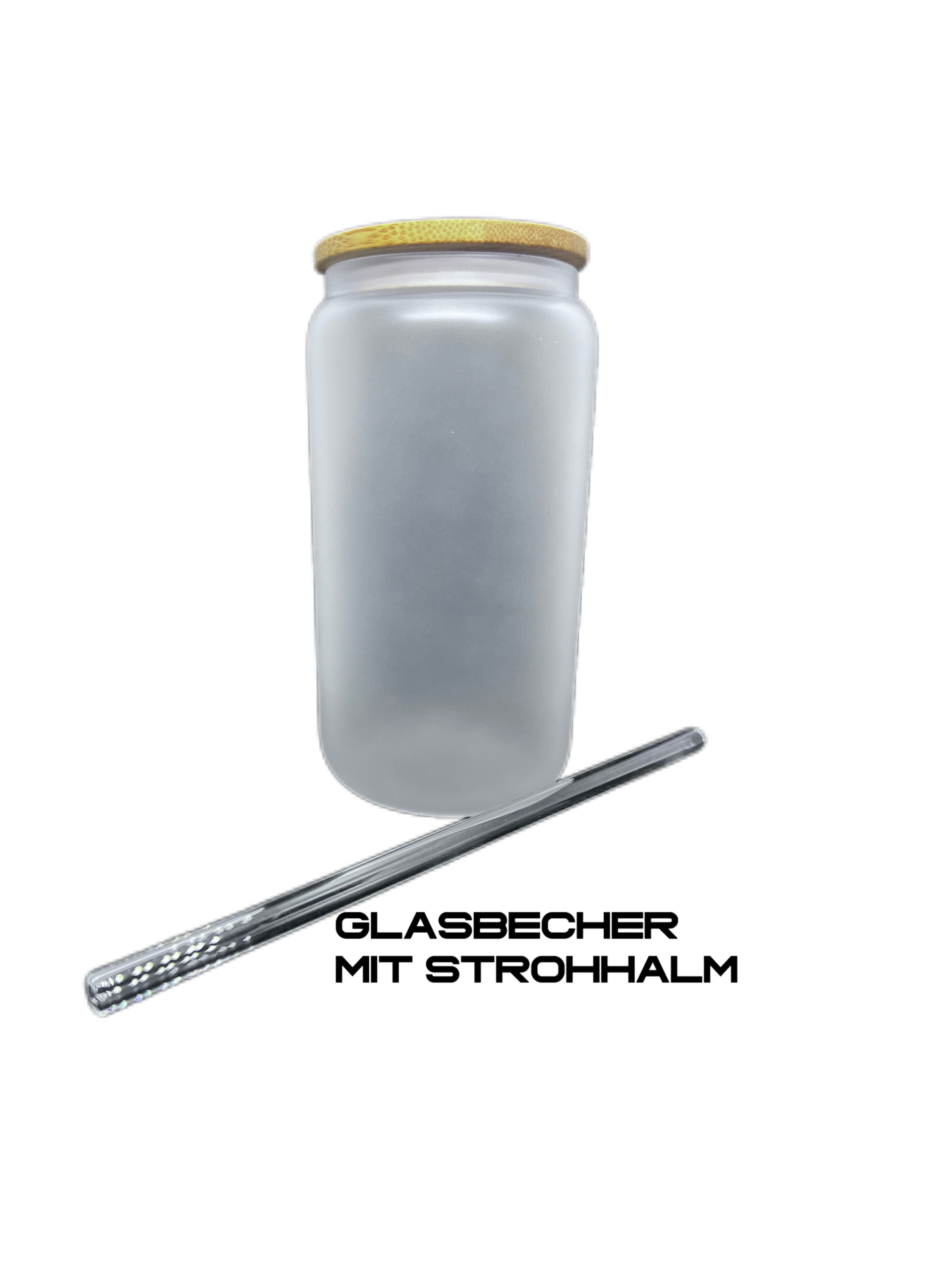 Glasbecher mit Strohhalm