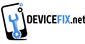 company name devicefix.net next to an iPhone with a wrench on the screen