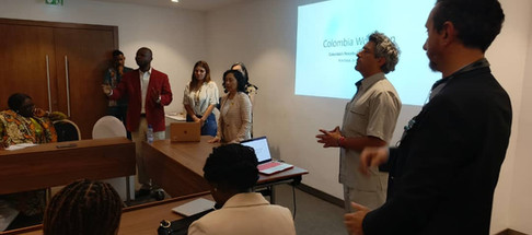 Photo de la délégation de l’ASBL Katambayi Tshiminyi Association lors de la rencontre RDC–Colombie sur la justice transitionnelle, à Kinshasa, le 2 juillet 2025.