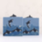 Luxury handmade soap with three orcas, killer whales design throughout the soap