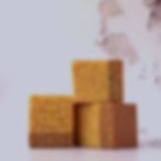 Three cube shaped luxury handmade soaps with Honeywash fragrance