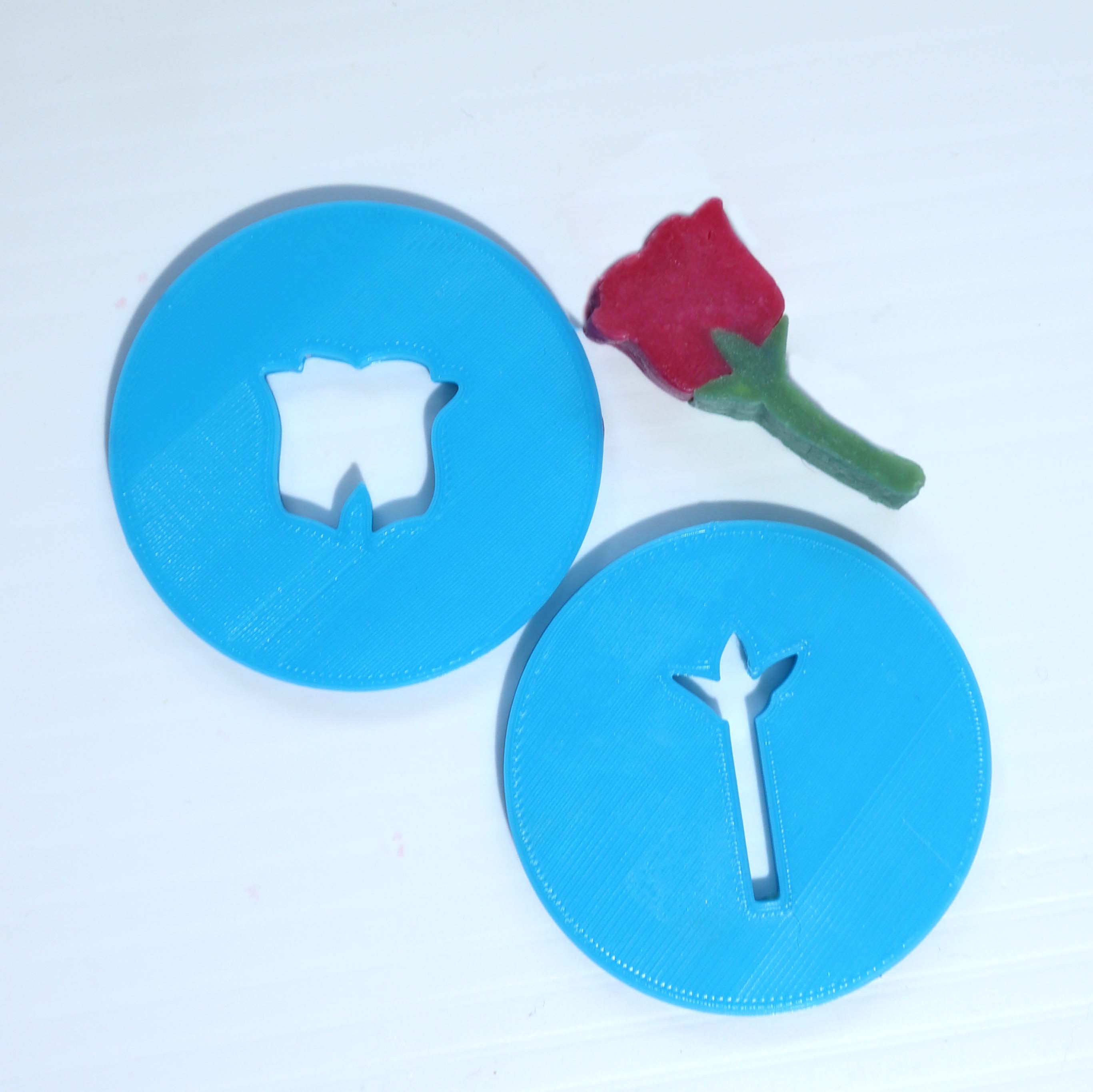 Solid Rose and Stem Discs - Large Extruder Discs to create embeds for use in handmade soap