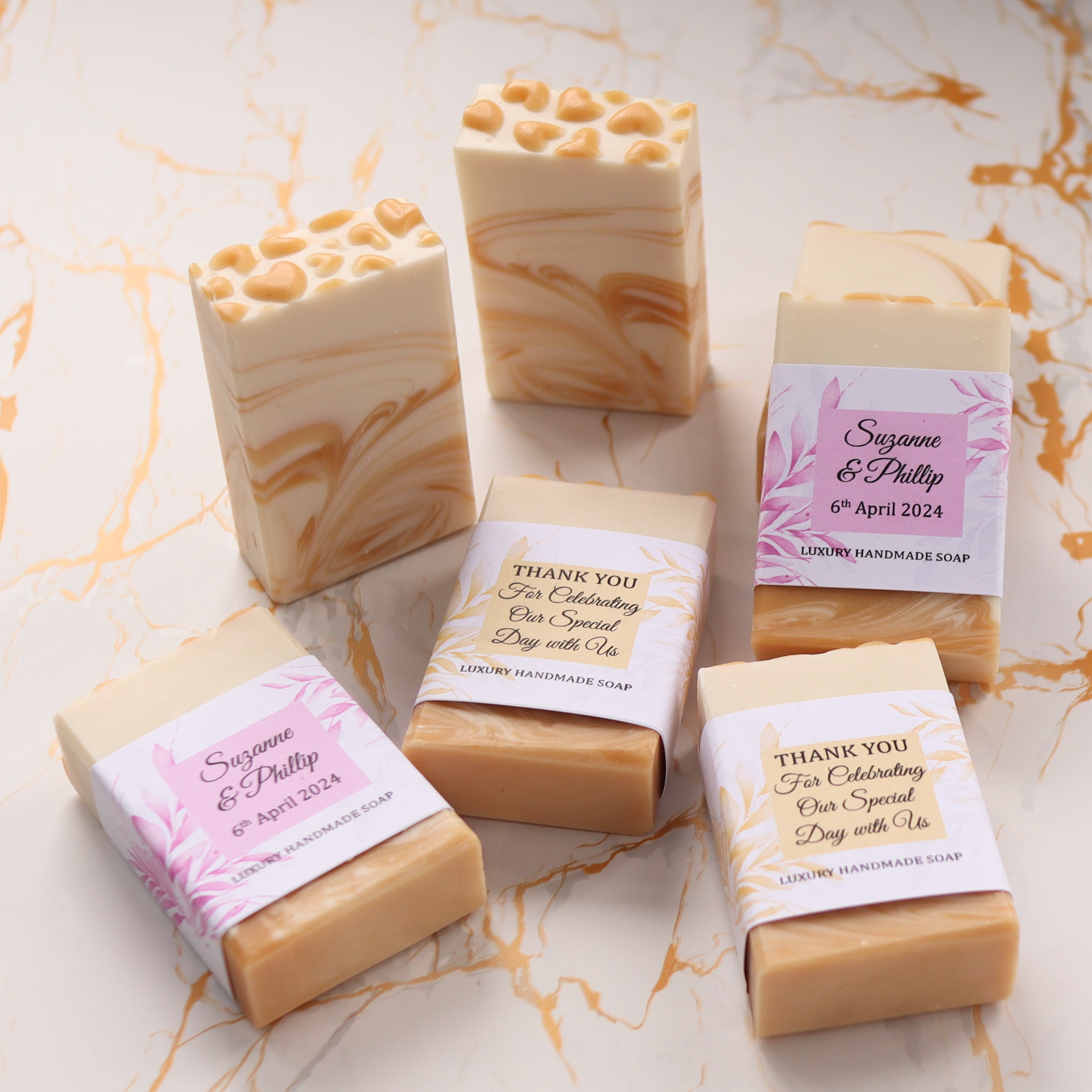 Cream and gold soap wedding favours luxury handmade soap