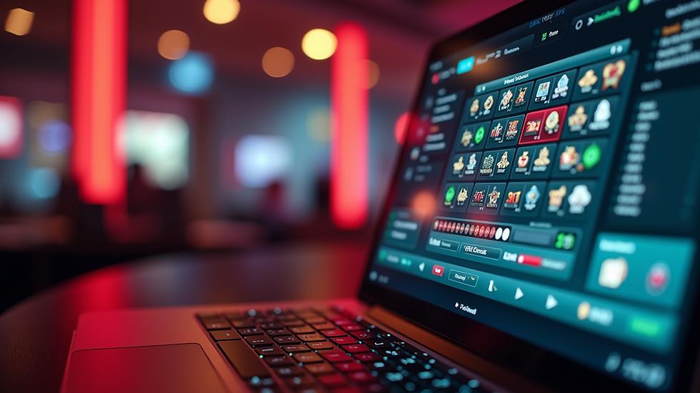 High angle view of a modern online casino interface