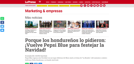 Porque los hondureños lo pidieron: ¡Vuelve Pepsi Blue para festejar la navidad!
