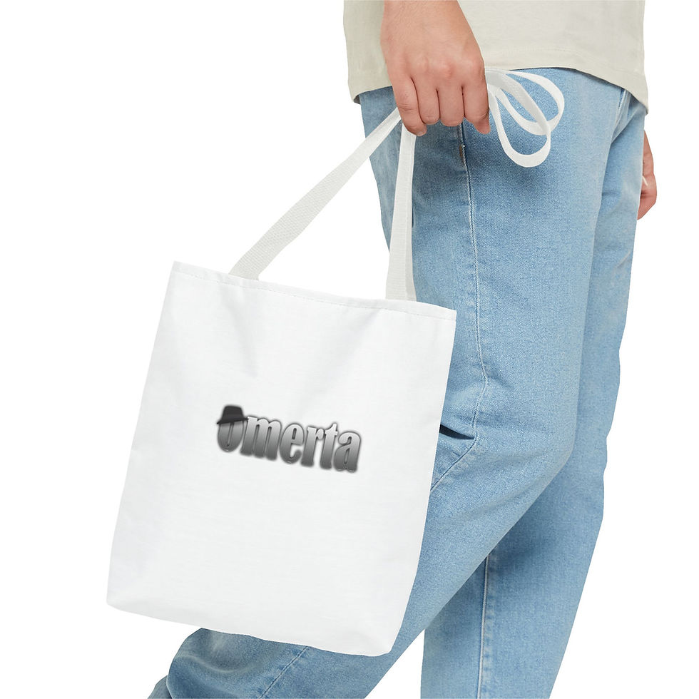 Thumbnail: Omertà Graphic Tote Bag - Minimal Mafia-Inspired Design