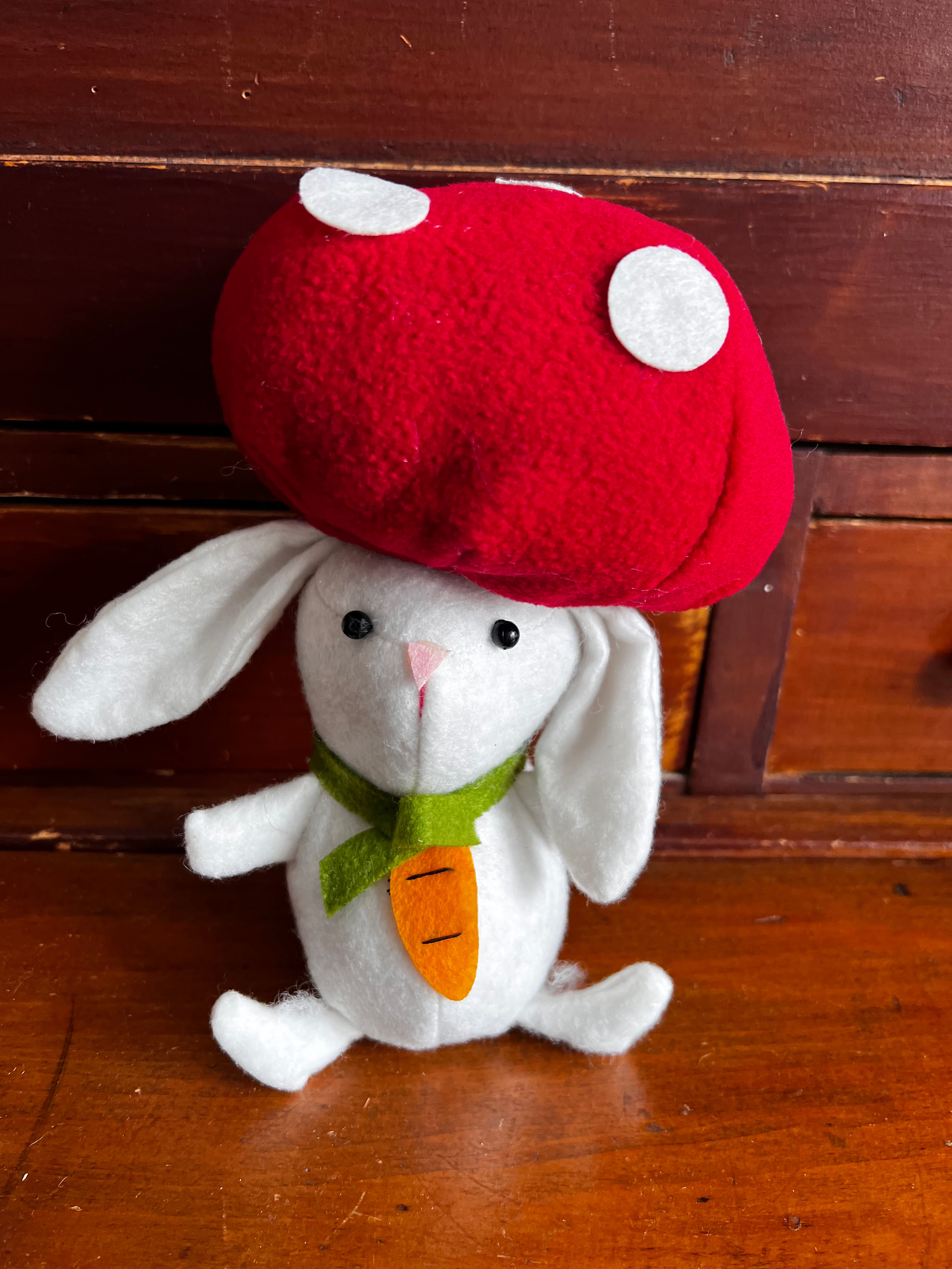 Spring plush felt mushroom hat bunny