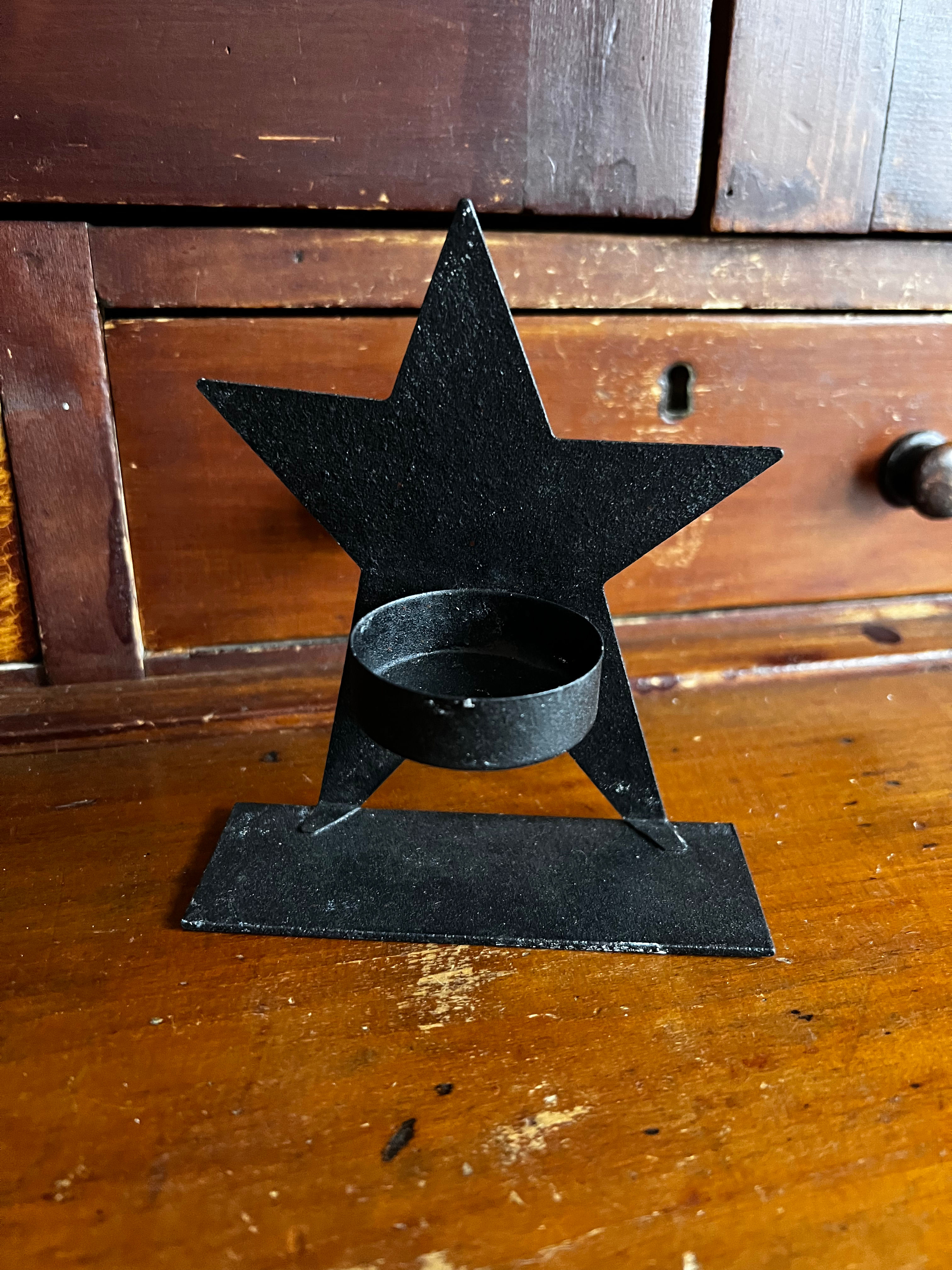 Black Iron Whimsical Star Tealight Holder