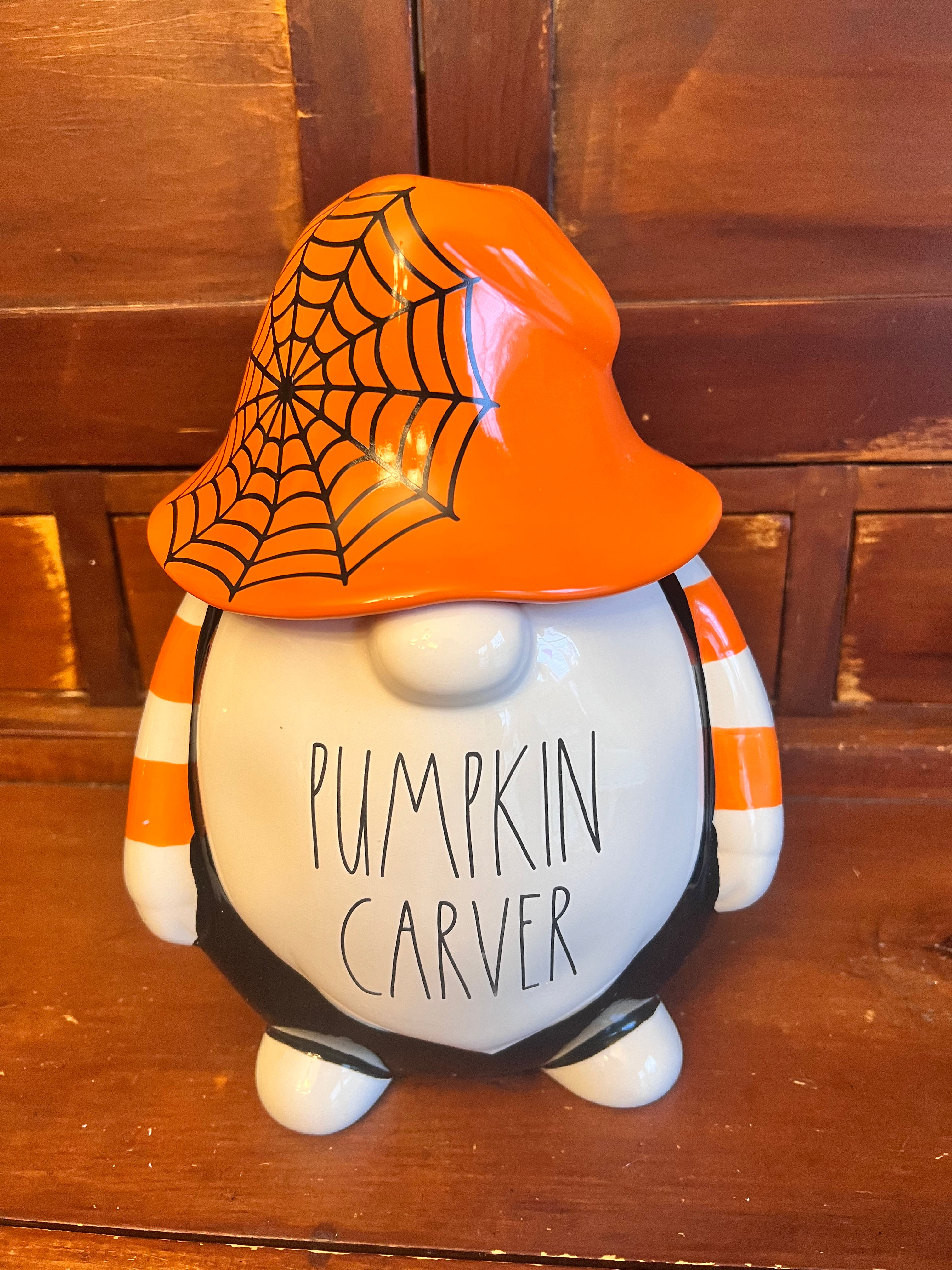 Rae Dunn Pumpkin carver gnome canister