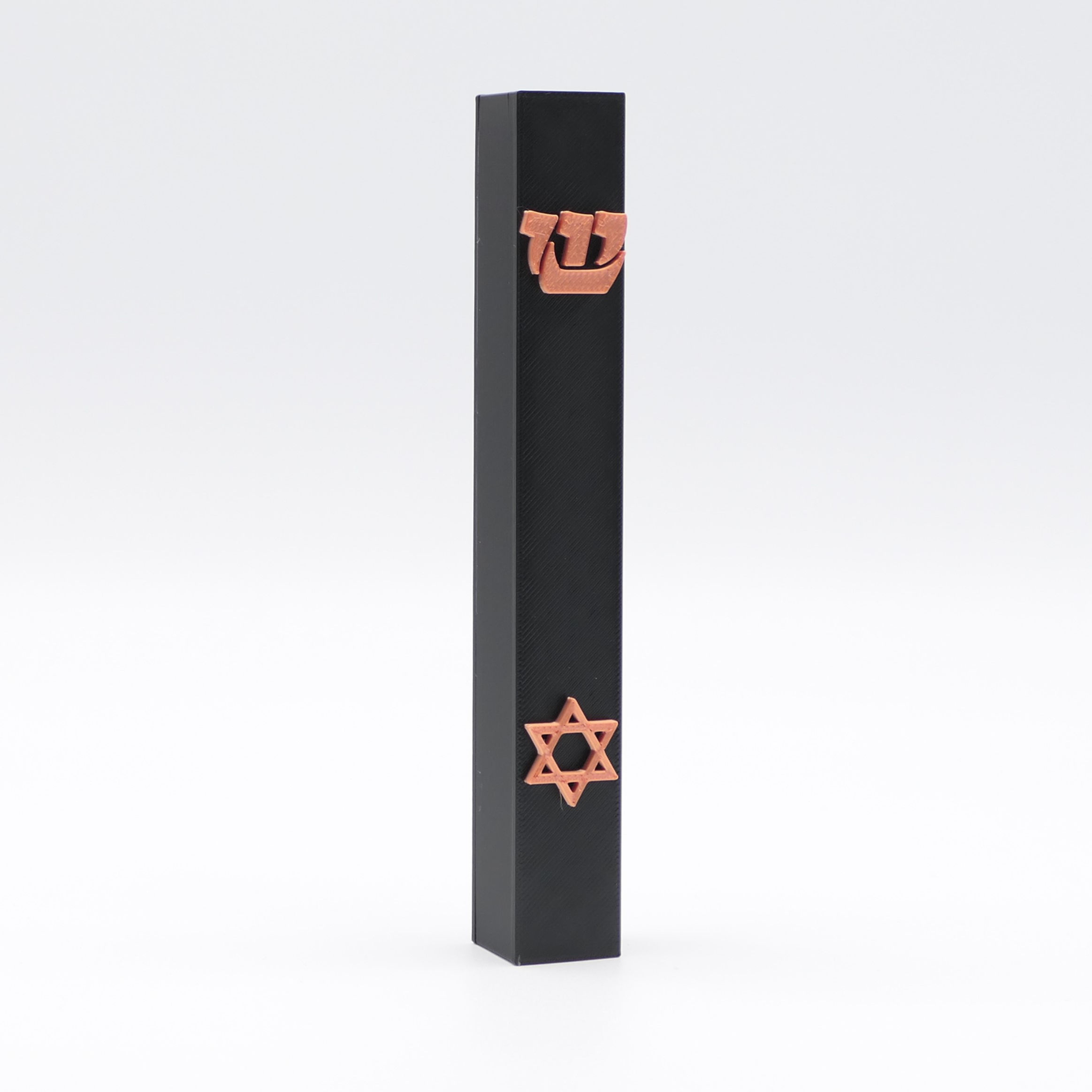 Black mezuzah | Copper symbols