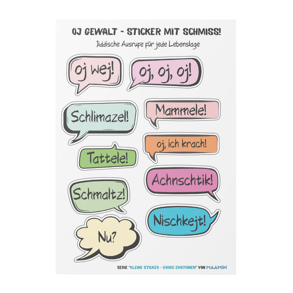 Jiddische Sticker, Jiddisch Sticker, Jiddisch Aufkleber, Oj Gewalt, oj wej, oy wey, oy vey