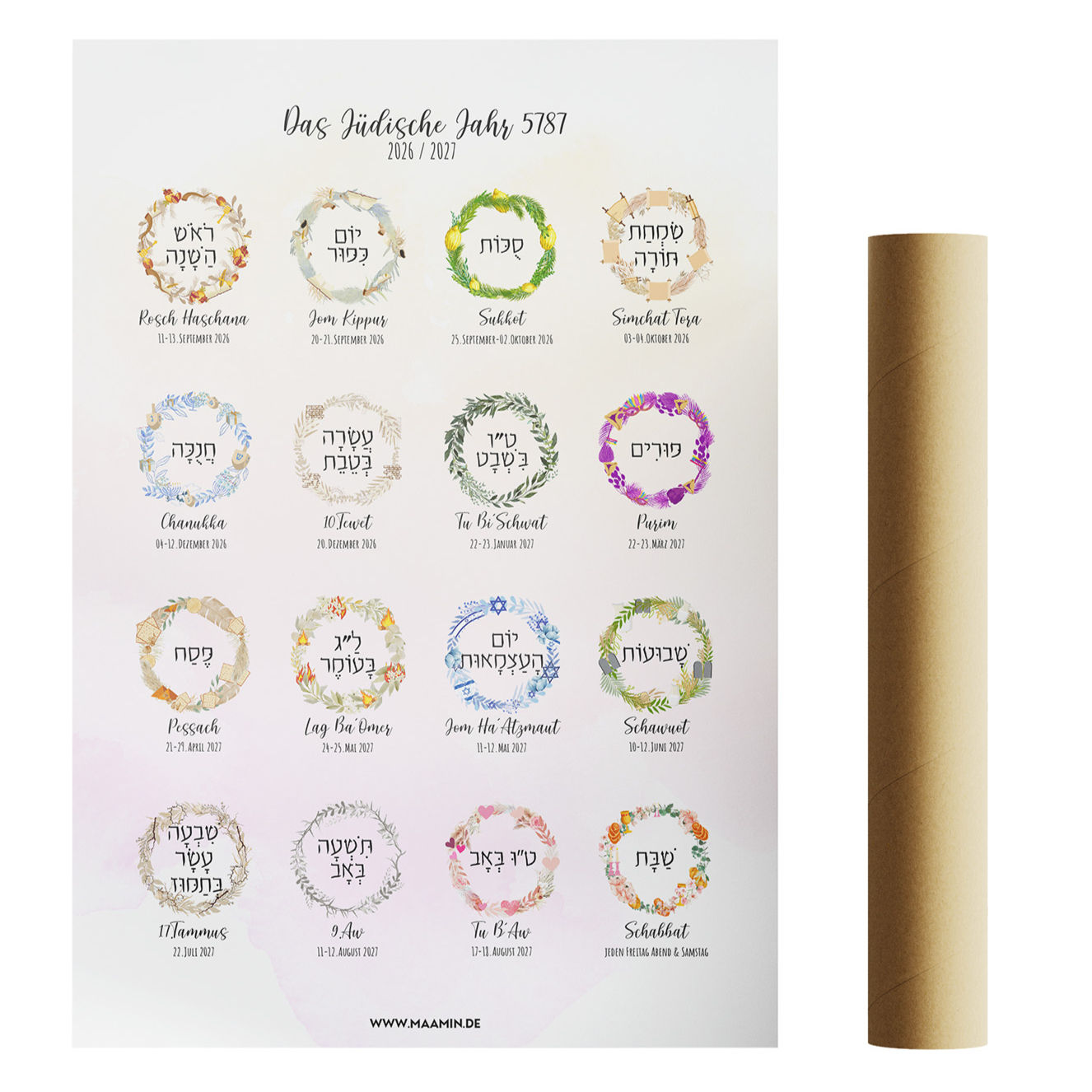 Jüdischer Kalender, Jüdische Feiertage, Hebräischer Kalender, Jüdischer Feiertagskalender, Jüdische Feste, Jüdische Datums