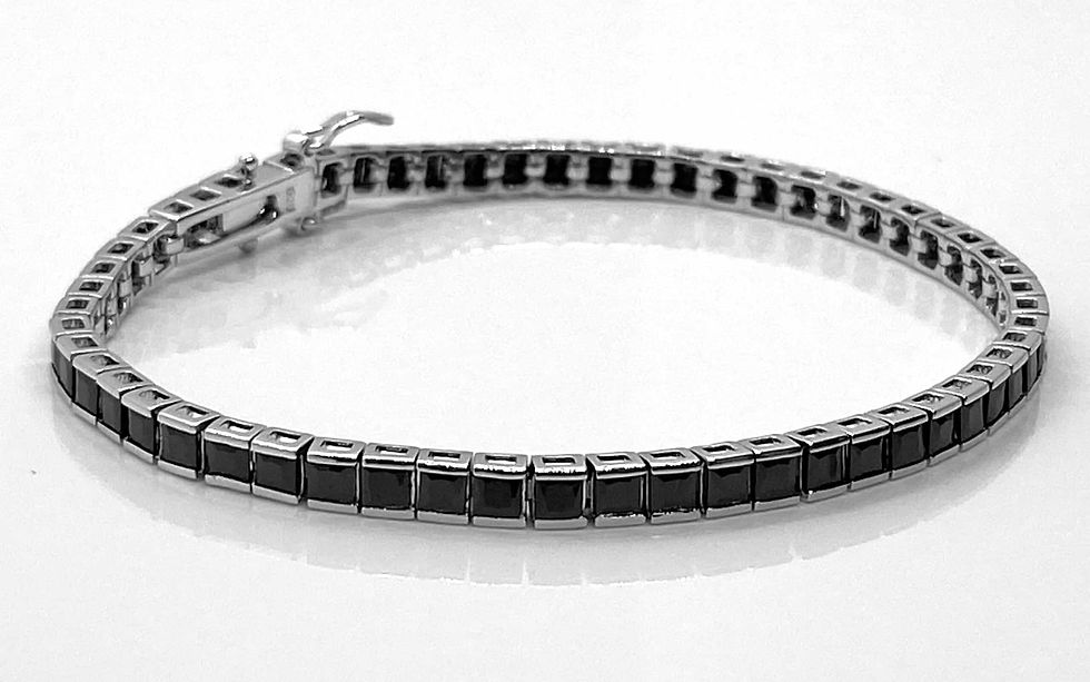 Miniaturbild: Tennisarmband Silber 925 mit quadratischen Zirkonia Steinen Schwarz 2,5 mm