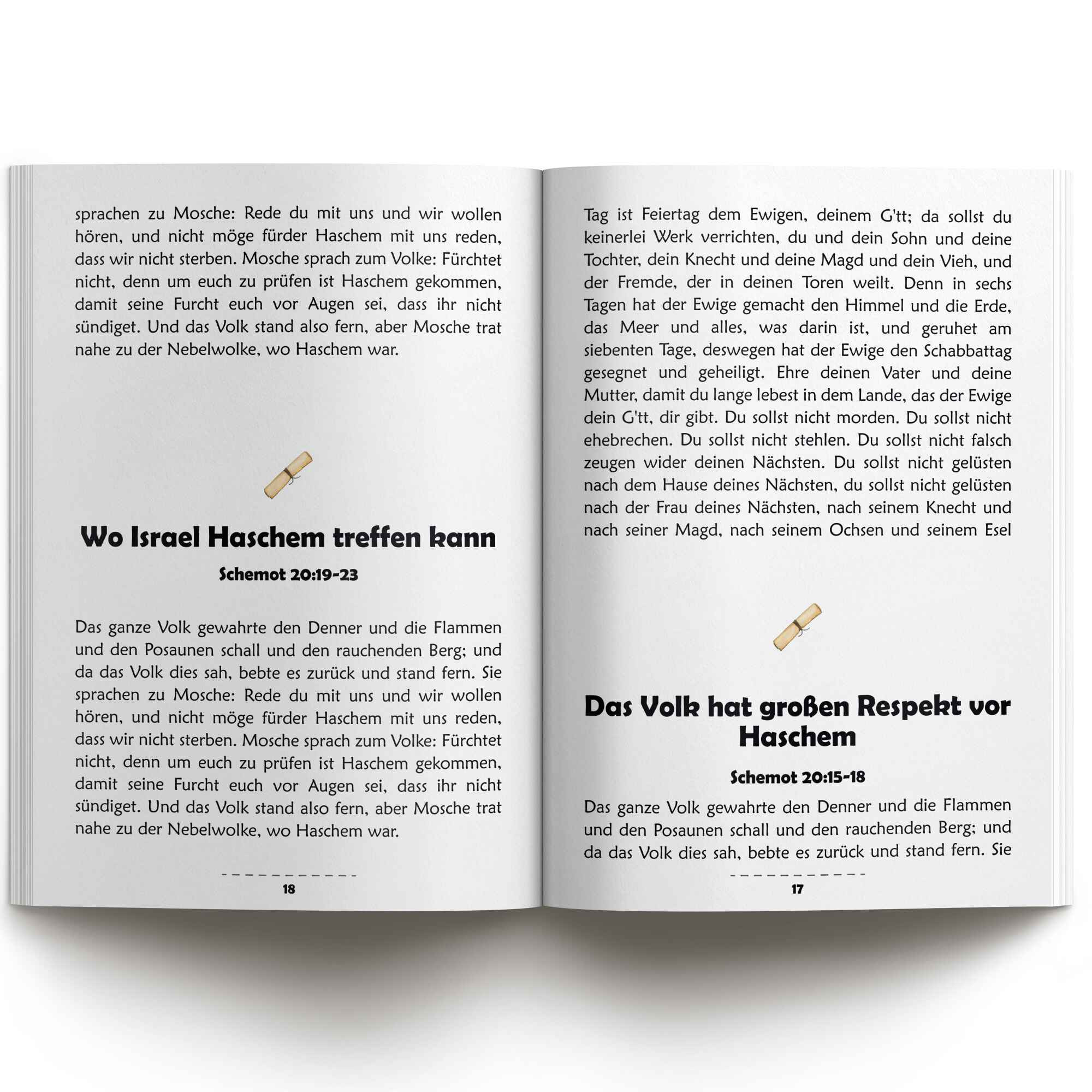 Inside pages of the illustrated story In the Desert featuring clear text about the wandering in the wilderness