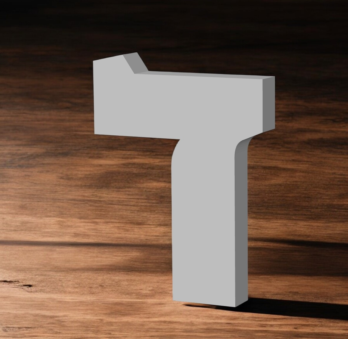 Robuster hebräischer 3D Buchstabe Zayin ז aus Holz für langlebige Deko