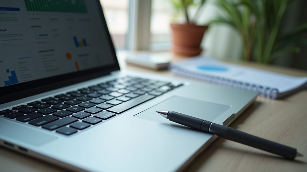 Close-up view of a laptop with accounting software open