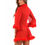 Thumbnail: Kimono rouge bordé de duvet