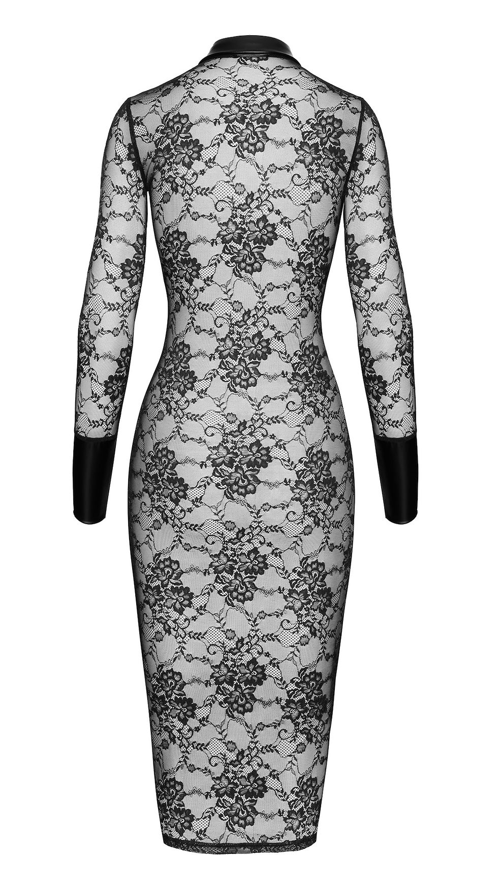 Miniature : Robe mi longue dentelle noire wetlook