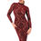 Miniature : Robe mi-longue dos nu transparente flocage brocard Bordeaux