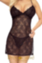 Chic Attitude Nuisette et string Noir "GOLD Edit