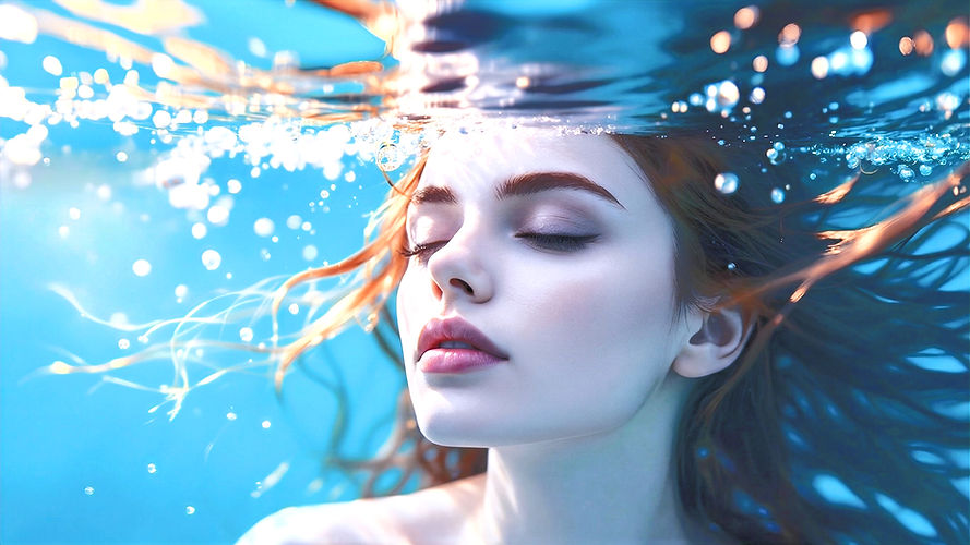 A serene underwater portrait illustrating a vertical health restoration project at Laquati Deluxe in Lagodekhi, Georgia. Developed by Geo Estate, this property features advanced water purification systems, representing a true luxury wellness ecosystem and healing architecture.