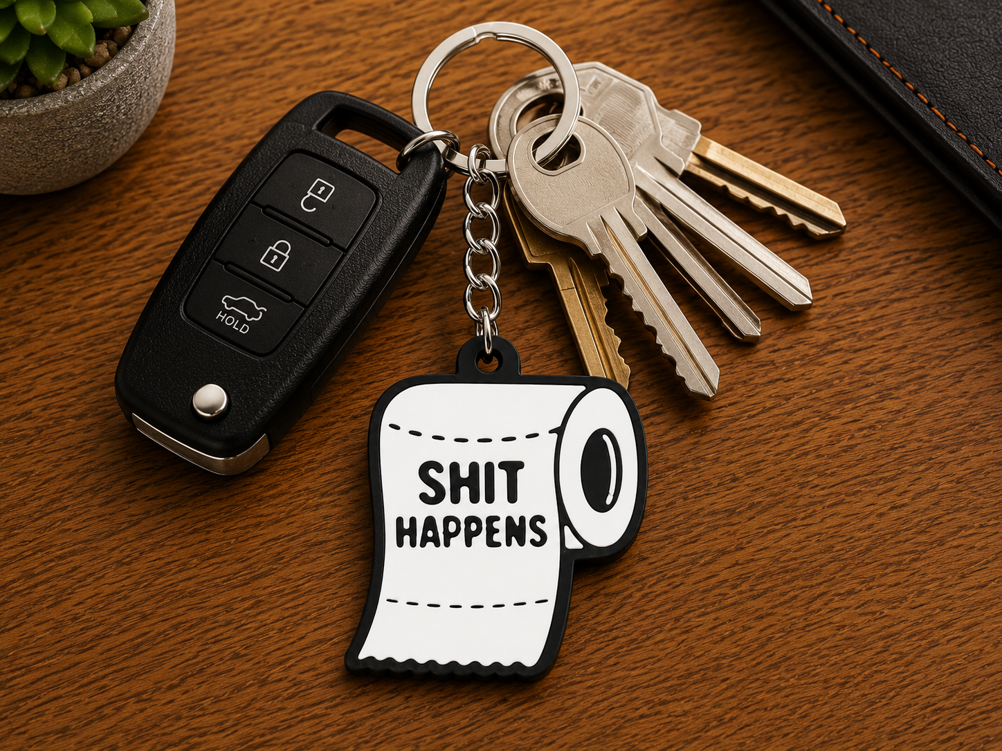 Funny Shit Happens Keychain