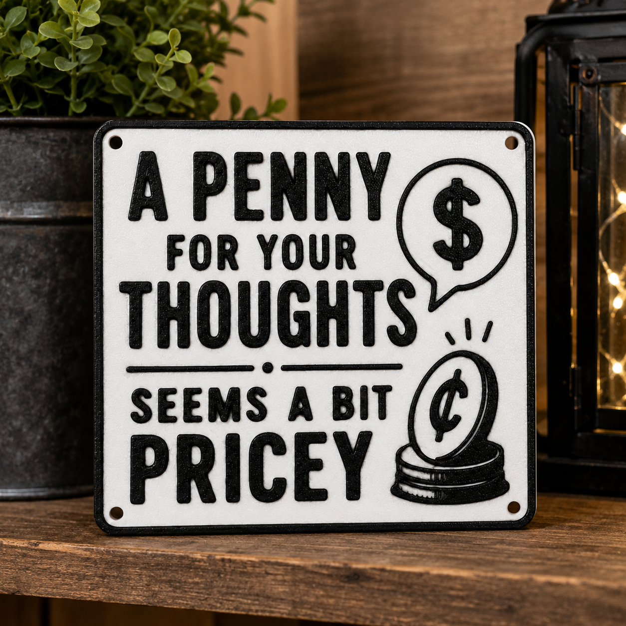 Funny Penny For Your Thoughts Sign