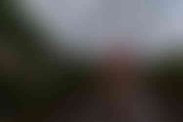 Wedding couple in kimono with umbrellas standing in front of Tokyo Tower, reflection captured on wet pavement after rain.