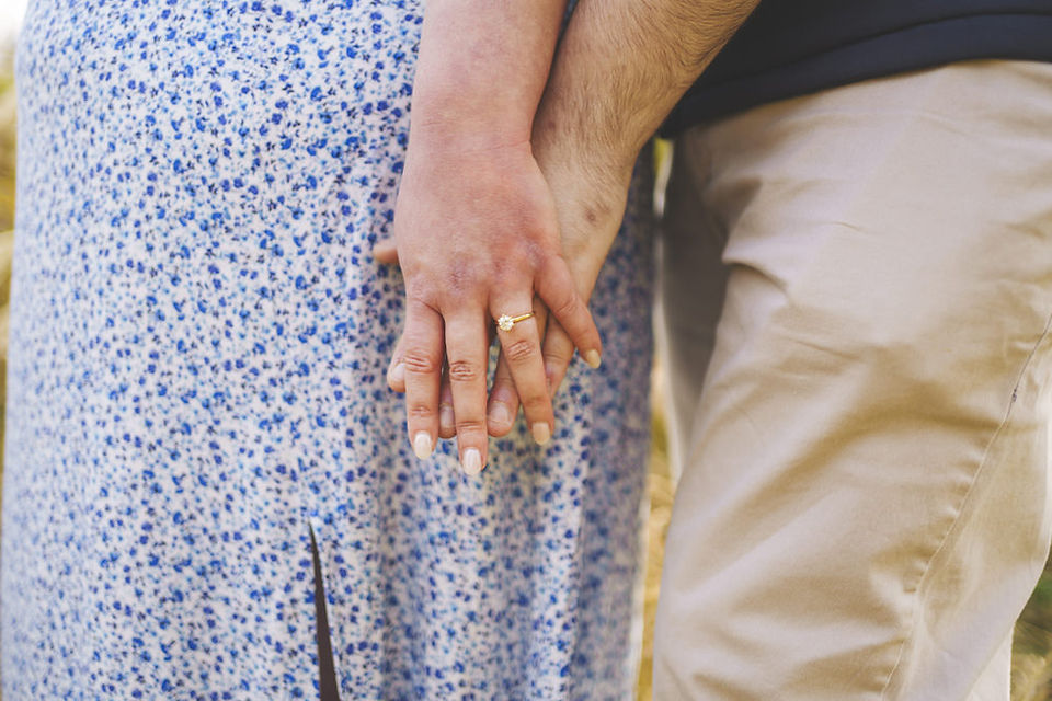 Close-up of engagement ring during a Mt. Fuji proposal photoshoot at Lake Kawaguchiko, Japan