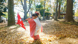 碑文谷八幡宮 - 目黒区の桜と紅葉の名所での七五三撮影