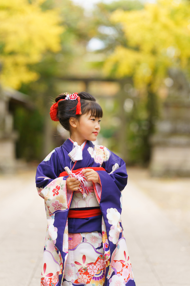 地毛結い日本髪で 石神井氷川神社での七五三詣り