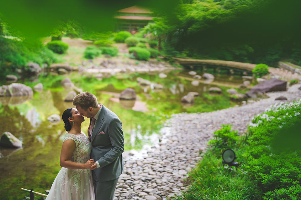 Wedding photography at a Japanese garden in Tokyo