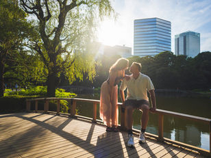 The Magic of a Sunset Proposal | A Surprise Proposal at Shinjuku Gyoen